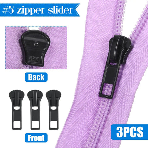 Zipper Repair Kit 62 Piece Metal Zipper Parts Retainer Box Zipper Pull Replacement Top Stop Bottom Stop Fix Zipper Head