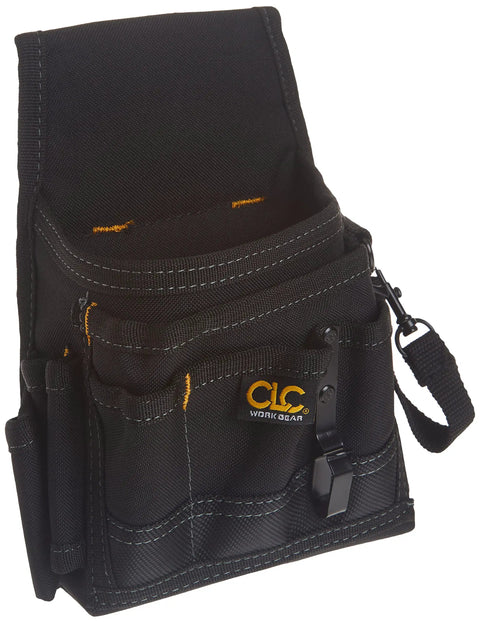 Tough Black 9 Pocket Electrical Maintenance Pouch With Belt Clip And Belt Loop Detachable Tape Sling And Heavy Duty Clip On Back For Contractors For Pros, 600D polyester