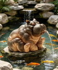 Water Spitter Statue For Pools And Ponds Outdoor Resin Fountain Sculpture With Realistic Water Flow Garden Decor hippo in pond