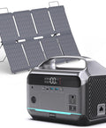 Front view of Solar Generator With 80W Panel And 288Wh LiFePO4 Battery, 600W Inverter, 110V AC Outlet And 1200W Surge, MPPT Fast Charge