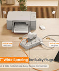 Heavy Duty 6 Ft Surge Protector Power Strip With Six Usb Ports And Sixteen Widely Spaced Ac Outlets For Home Office Setup showcasing 1.7" wide spacing.