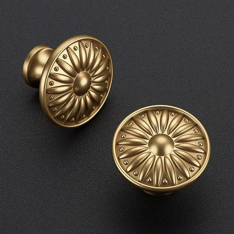 Vintage Rosette Sunburst Cabinet Knobs In Champagne Bronze Finish, 30 Pack, One And A Quarter Inch Diameter, Solid Zinc Alloy Kitchen Cabinet Pulls