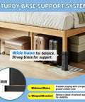 Adjustable Dorm Bed Risers Heavy Duty Steel Frame Built Different For Superb Stability Elevates Your Sleep Game With Ample Underbed Storage in use under a bed with luggage.