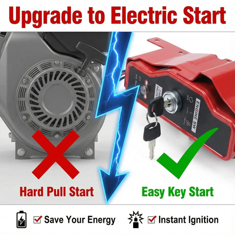 Comparison of hard pull start engine and easy key start with Pull To Electric Start Conversion Kit For GX340 GX390 Engines.