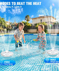 Children playing with Floating LED Pool Fountain With Remote And 8000mAh Battery, Rechargeable Water Sprayer in pool.