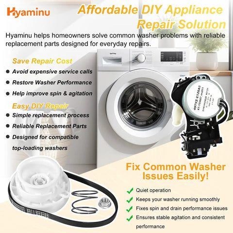 Washer Drive System Repair Kit With Shift Actuator W10913953 And Splutch Pulley Cam W10721967 Plus Drive Belt W10006384 For Whirlpool Maytag Kenmore Top Load Washers, parts shown