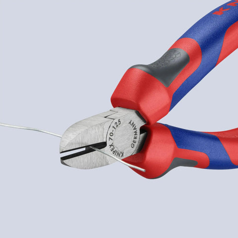 Comfort Grip Diagonal Cutters For Wire Cutting With Bevel Edges, Precision 62 HRC Cutting Edges cutting wire, red and blue handle