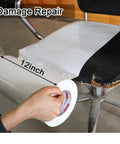 12 Inch Wide Duct Tape Beefy Heavy Duty 9 Mil Industrial Grade Waterproof Tape 90 Feet Long Flexible No Residue White Tape For Patching And Bundling Crafts And Home Improvement being used to repair a chair.