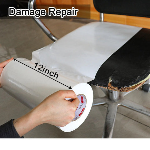 12 Inch Wide Duct Tape Beefy Heavy Duty 9 Mil Industrial Grade Waterproof Tape 90 Feet Long Flexible No Residue White Tape For Patching And Bundling Crafts And Home Improvement being used to repair a chair.