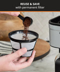Compact Five Cup Coffee Maker With Stainless Steel Design And Pause And Brew Function Keep Warm Reusable Filter