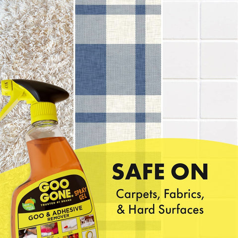 Adhesive Remover Gel Spray With Scraper 12 Oz For Glue, Stickers, Tape Residue, Gum, Grease And Wax on carpet, fabric, tile