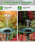 Cool Solar Powered 100 Percent Glass Covered Outdoor Fountain For Hummingbird Water Spray, strong and faint sunlight effects