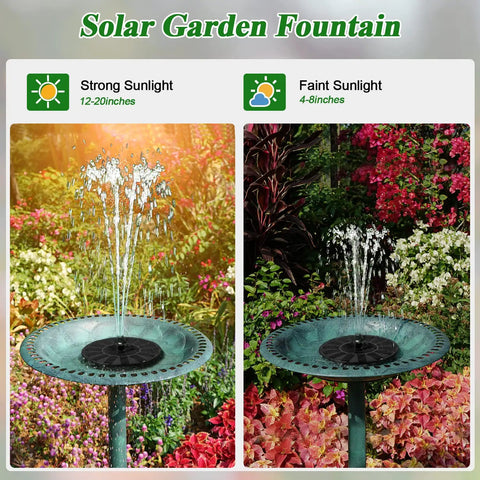 Cool Solar Powered 100 Percent Glass Covered Outdoor Fountain For Hummingbird Water Spray, strong and faint sunlight effects