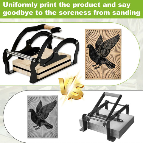 A4 Manual Lever Linocut Printing Press for 25mm Thick Blocks Even Pressure Across Large Formats Reinforced Frame Smooth Roller