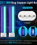Dual Color Bug Zapper Light Bulbs 18W 2 Pack 4 Pin Base 2G11 Indoor Outdoor Mosquito Fly Insect Light Upgraded H Shaped UV Tube