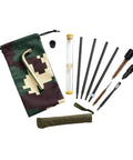Top Shelf M1 Garand Care Kit Featuring Bronze Wrench And Gas Cylinder Screw With Multi Tool Oiler And Brass Chamber Brushes. Includes brushes and tools.