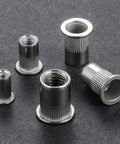 M6 Stainless Steel 304 Rivet Nuts Flat Head Rivnut Threaded Inserts Knurled Body, 200 Pcs, rust and corrosion resistant fasteners