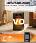 2 In 1 Indoor Space Heater With Remote, 1500W Desk Heater For Office, in living room showcasing protection features
