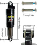 Rear Shock For Mountain Bikes And E-Bikes With 150/165mm Travel, 1000lb Spring, And Hydraulic Damper with bushings dimensions shown