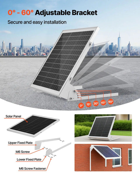 20W 12V Solar Battery Trickle Charger Maintainer With Built In MPPT Controller Mono Solar Panel on rooftop adjustable mount