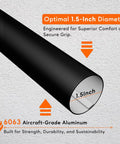 Close-up of 1.5-inch diameter black aluminum tube with smooth finish, part of Straight Up Heavy Duty 3 Ft Black Aluminum Stair Handrail.