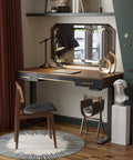 Slick Electric Sit Stand Desk With 3 Integrated Drawers gives your home office an ace upgrade with black walnut surface and steel frame.