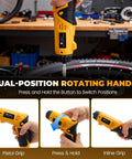 Heavy Duty 4V Cordless Electric Screwdriver Set Featuring 46 Precision Driver Bits In A Slick Carrying Case With Adjustable Torque And All Day Battery Juice For No Fuss DIY And Home Upgrades, showcasing dual-position handle for versatile grip.