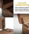 Mini Hidden Box Hinges Set For Jewelry Boxes And Small Chests 90 Degree Zinc Alloy Hardware, installed in wooden box