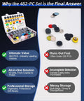 Versatile 482 PC 1 Inch Sanding Disc And Drum Set For Dremel Rotary Tool Wet Dry Polishing Kit displayed with use benefits.