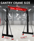Heavy Duty 3 Ton Gantry Crane With Upgraded 2026 Trolley, Adjustable Height 8.53 To 12.47 Ft, 9.06 Ft Wide Steel I-Beam, Red