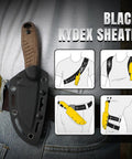 3.14 Inch D2 Fixed Blade Knife With Sheath on belt, burlap Micarta handle, compact survival knife for outdoor camping.