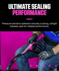 Person applying Go Tubeless With Tubeless Rim Tape 25mm Wide With Adhesive Seal For MTB Road And Gravel Bikes 10m Roll.
