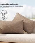 Outdoor Lumbar Pillow Set Of 2 With Inserts, Water Resistant Throw Pillows For Patio Furniture, 12X20 Inch Cushions on a sofa