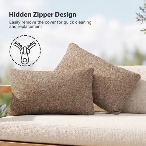 Outdoor Lumbar Pillow Set Of 2 With Inserts, Water Resistant Throw Pillows For Patio Furniture, 12X20 Inch Cushions on a sofa