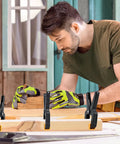 Man using 10 Pack Heavy Duty Spring Clamps For Woodworking And DIY Projects Tough Nylon Frame With Steel Spring Multipurpose Clips