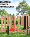 Heavy Duty Steel Fence Post Repair Kit Ground Spike Anchor for fixing leaning or broken wood posts, two-piece pile with bolts