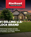 Kwikset Signature Series ad showcasing a home exterior at dusk with text highlighting it as the #1 selling U.S. lock brand.
