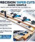Table Saw Taper And Straight Line Jig For Quick Tapered Cuts And Dead On Straight Line Ripping, includes 36 inch miter bar