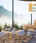 Wooden Table Leg Replacement Set for Dining Tables and Dressers with Stainless Steel Hardware, shown in modern living room