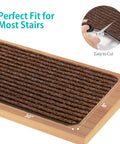 No Slip Stair Treads 8 By 30 Inches 15 Pack With Pre Applied Adhesive Indoor Stair Carpet Runners For Wood Steps Brown Safe For Elders
