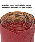 Stikit Red Abrasive PSA Disc 6 Inch P80 for auto body sanding, close-up of 100 disc roll with A-weight paper backing