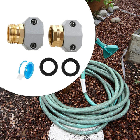Awesome Garden Hose Repair Kit With Premium Aluminum And Zinc Alloy Couplings For 5/8 Inch And 3/4 Inch Hoses To Fix Leaks Fast And Save Cash On Replacing Pipes. Garden hose repair kit with brass couplers, clamps, and washers for 5/8 and 3/4 inch hoses