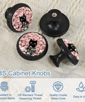 4 Pack Killer Look Pink Daisy And Kitty Crystal Glass Cabinet Knobs Built Tough For Kitchen Cupboards And Super Smooth Dresser Drawer Pulls showing black cat design.