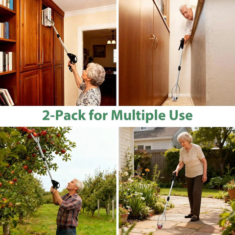 32 Inch Foldable Reacher Tool Set 2 Pack With Suction Cup Grips Heavy Duty Grabber For Seniors Indoor Outdoor Trash Picker Upper Back Friendly No Bending Needed Easy Reach For Hard To Reach Places