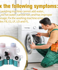 Technician repairing washer with Washer Water Inlet Valve Replacement For Popular Laundry Machines Two Port Valve, close-up