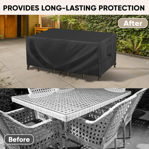 Outdoor Furniture Covers Waterproof Heavy Duty 420D Oxford Table Chair Sofa Desk Cover for All Weather Protection Black