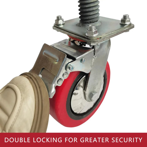Tough As Nails Heavy Duty 6 Inch Adjustable Leveling Screw Jack Caster Wheels with double lock brakes for secure use.