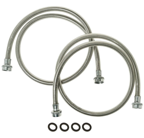 Heavy Duty Stainless Steel Washing Machine Hoses, 4-Foot, 2-Pack With Lead-Free Construction And Protective Polymer Coating