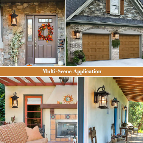 Dusk To Dawn Outdoor Wall Light With Photocell Sensor, Waterproof Matte Black Exterior Wall Mount Porch Lamp in doorways and gardens.