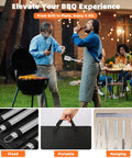 Backyard BBQ party using 32 Piece Heavy Duty Stainless Steel BBQ Grill Tool Set With Case Including Spatula, Tongs, Fork shown